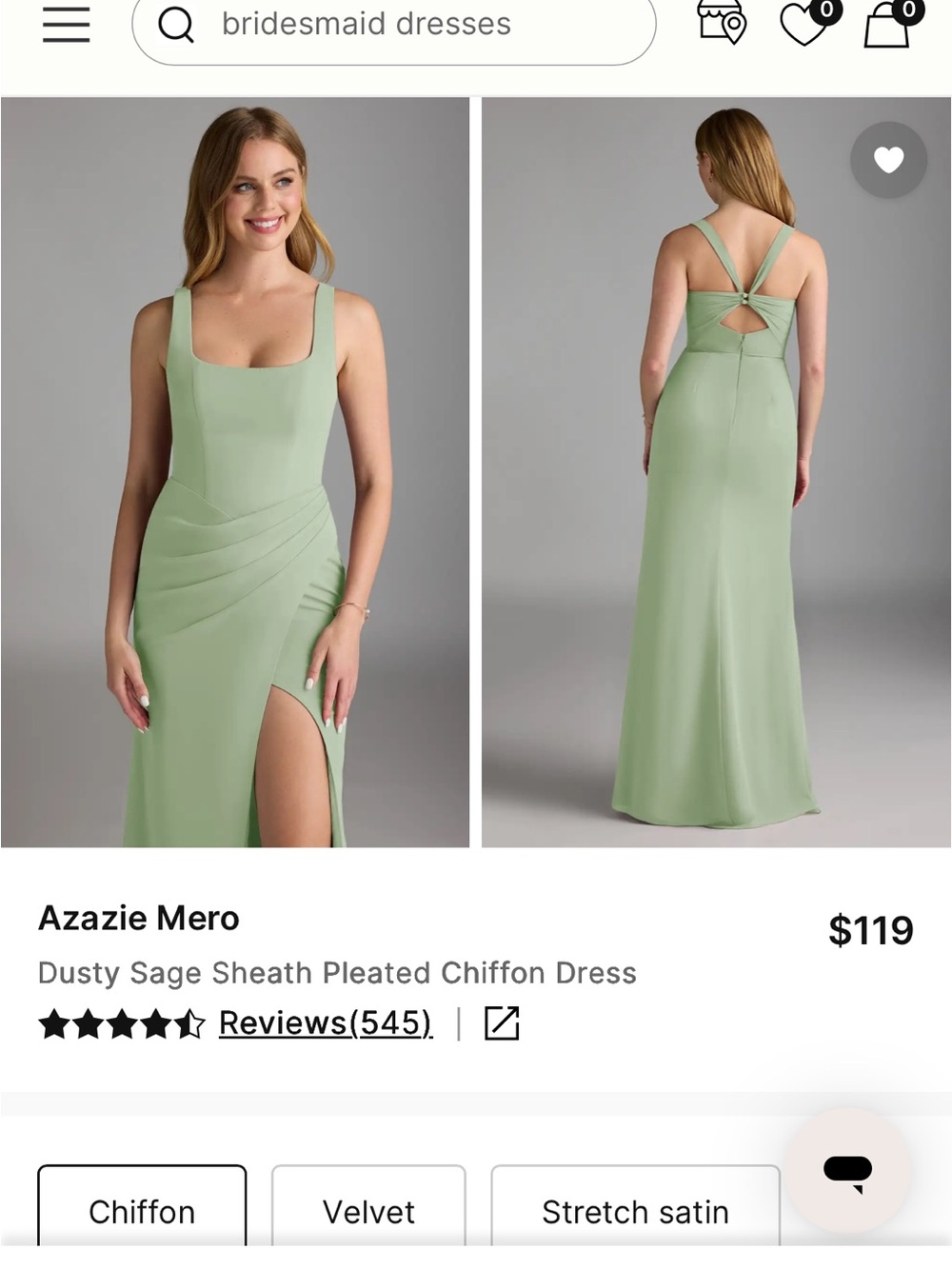 Azazie Bridemaid Dress Sage Green